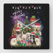 honden Merry kermas Light Vierkante Klok (Voorkant)