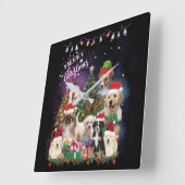 honden Merry kermas Light Vierkante Klok (Hoek)