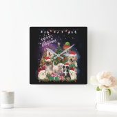 honden Merry kermas Light Vierkante Klok (Huis)