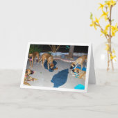 Honden met Botten en handdoeken Kaart (Gele Bloem)