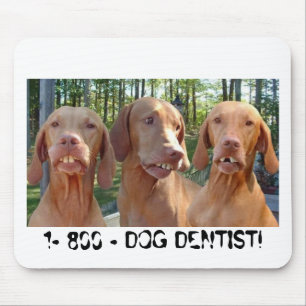 HONDEN MET BUCK TEETH 1-800-DOG DENTIST MOUSEPAD MUISMAT