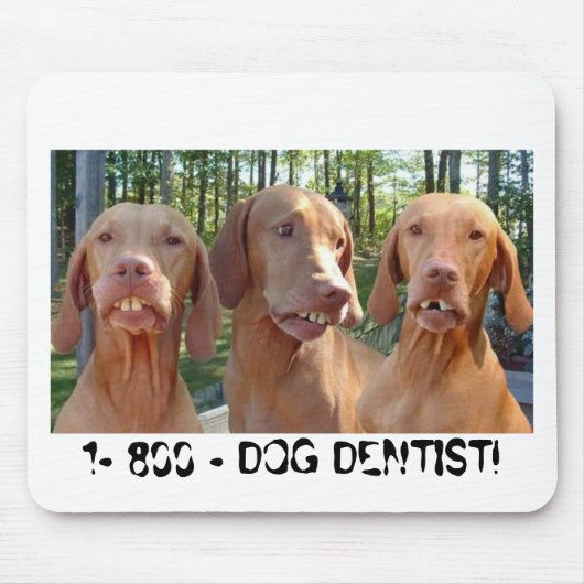 HONDEN MET BUCK TEETH 1-800-DOG DENTIST MOUSEPAD MUISMAT (Voorkant)