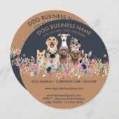 Honden met een cirkel van bloemen kaart (Voorkant / Achterkant)