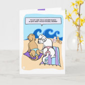 Honden met G-Strings Beach Funny Cartoon Card Kaart (Gele Bloem)