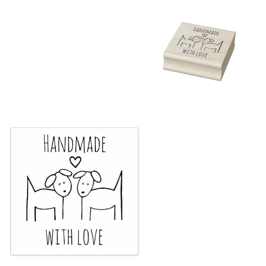 Honden met hart handgemaakt met liefde rubberstempel (Gestempeld)