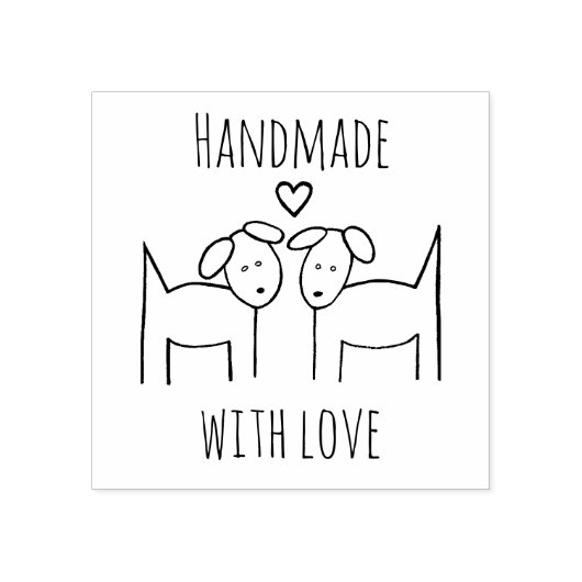 Honden met hart handgemaakt met liefde rubberstempel (Afrduk)