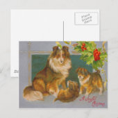 Honden met kerst feestdagenkaart (Voorkant / Achterkant)