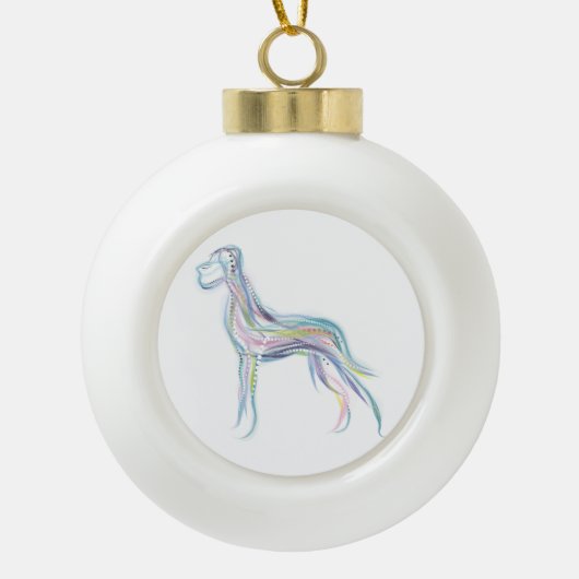 Honden met Kerstmis Keramische Bal Ornament (Voorkant)