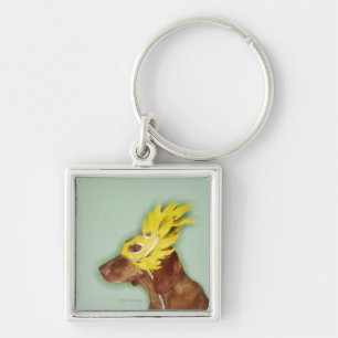 Honden met masker sleutelhanger
