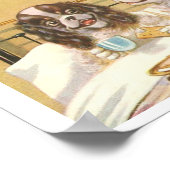 Honden met ontbijt in bed poster (Hoek)