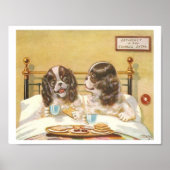 Honden met ontbijt in bed poster (Voorkant)