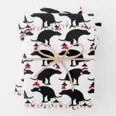 Honden met Santa Hats en Pooping Inpakpapier Vel (In situ)