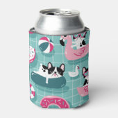 Honden met zwembaddrijvers, dessin. blikjeskoeler (Blikje Voorkant)