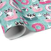 Honden met zwembaddrijvers, dessin. cadeaupapier (Rol Hoek)