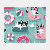 Honden met zwembaddrijvers, dessin. fleece deken (Voorkant (Horizontaal))