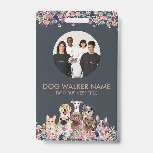 Honden Mooie Bloemen Foto Badge (Voorzijde)