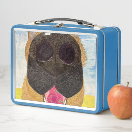 Honden neus en frambozen metalen lunchbox