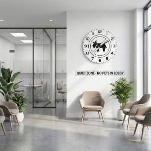 Honden Niet Toegestaan Vet Zwart en Wit Symbool Grote Klok