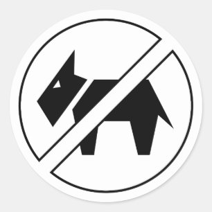 Honden Niet Toegestaan Vet Zwart en Wit Symbool Ronde Sticker