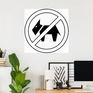 Honden Niet Toegestaan Zwart-Wit Symbool Poster