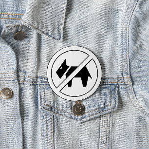 Honden Niet Toegestaan Zwart-Wit Symbool Ronde Button 7,6 Cm