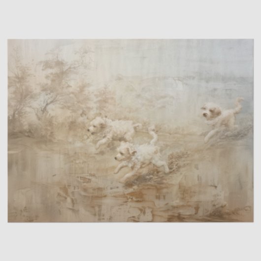 Honden - olieverfstijl weefselpapier tissuepapier (Voorkant)