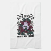 Honden Omdat Mensen Eng Halloween Geest Goth Theedoek (Verticaal)