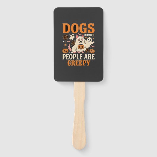 Honden Omdat Mensen Enge Halloween Geest Handwaaier (Voorkant)