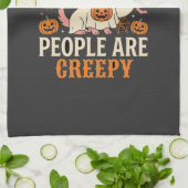 Honden Omdat Mensen Enge Halloween Geest Theedoek (Gevouwen)