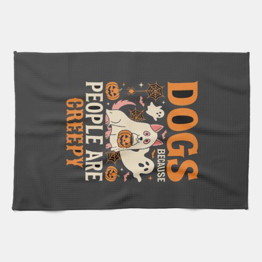 Honden Omdat Mensen Enge Halloween Geest Theedoek (Horizontaal)