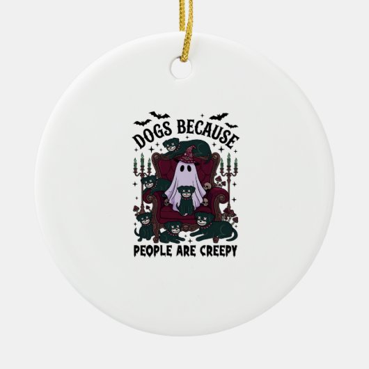 Honden Omdat Mensen Enge Haloween Geest Goth Keramisch Ornament (Voorkant)