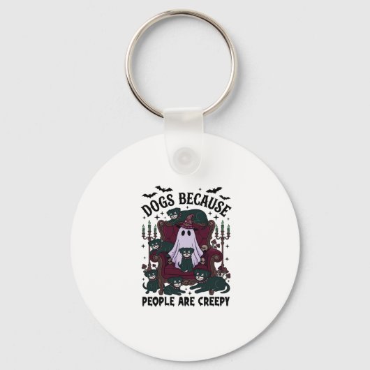 Honden Omdat Mensen Enge Haloween Geest Goth Sleutelhanger (Voorkant)
