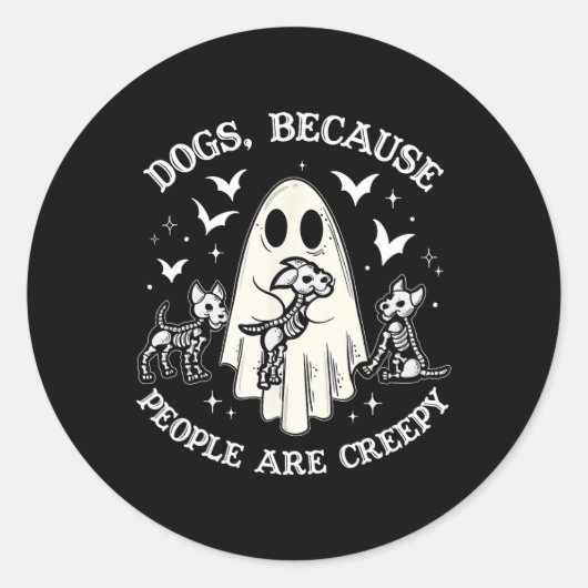 Honden omdat mensen griezelig grappig spook hallow ronde sticker (Voorkant)