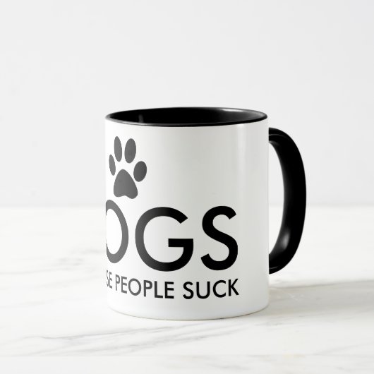 Honden omdat mensen pokken afdrukken mok (Voorkant rechts)