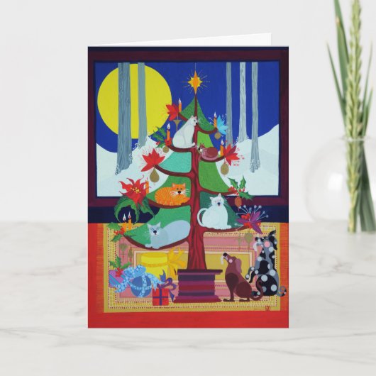 Honden onder de kerstboom feestdagen kaart (Voorkant)