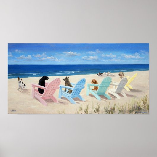 Honden op dekstoelen poster (Voorkant)