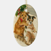 honden op een kerstversiering keramisch ornament (Rechts)
