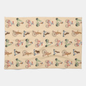 Honden op fietsen en scooters - crème theedoek (Horizontaal)