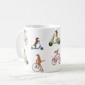Honden op fietsen en scooters koffiemok (Voorkant links)