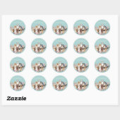 Honden op Floral Lijst Ronde Sticker (Vel)