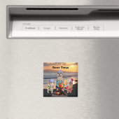 Honden op het strand bij zonsondergang magneet (Insitu (Vaatwasser))