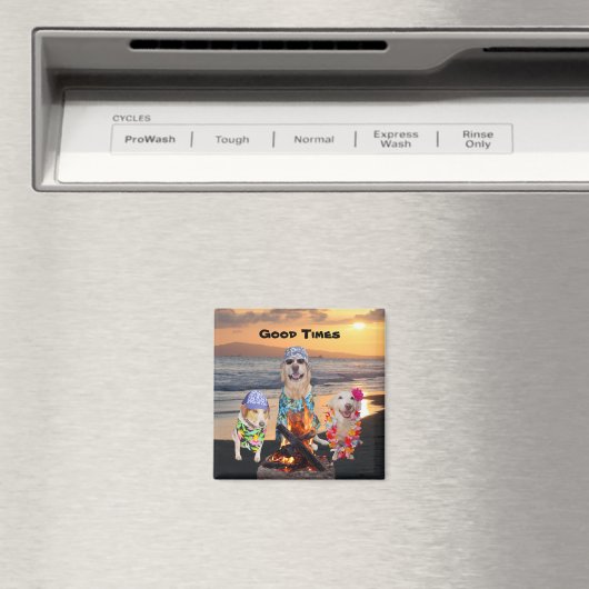 Honden op het strand bij zonsondergang magneet (Insitu (Vaatwasser))