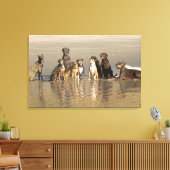 Honden op het strand canvas afdruk (Insitu (Woonkamer))