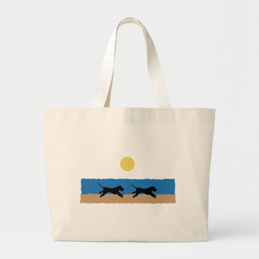 Honden op het strand grote tote bag (Voorkant)