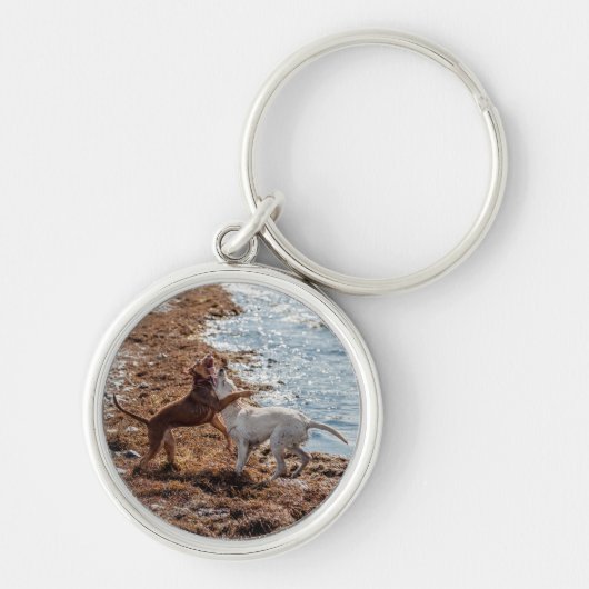 Honden op het strand sleutelhanger (Voorkant)