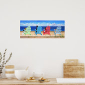 Honden op Rainbow Adirondack Stoelen op het strand Poster (Keuken)