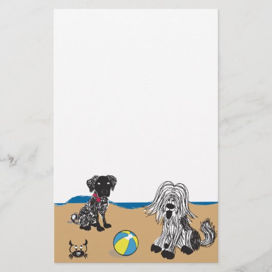 Honden op strand briefpapier (Voorkant)