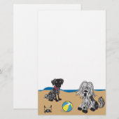 Honden op strand briefpapier (Voorkant / Achterkant)