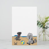 Honden op strand briefpapier (Staand voorkant)