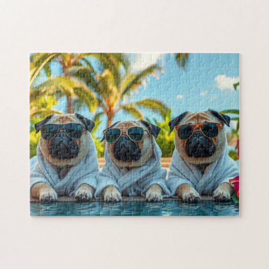 Honden op vakantie legpuzzel (Horizontaal)